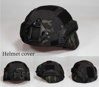 Military Tactical Helmet Cover Airsoft Paintball Wargame CS Camouflage Army Helmet Case Outdoor Hunting Equipment Cloth Cover (Color: Black CP)