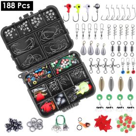 188Pcs Fishing Accessory Kit Portable Fishing Set Including Jig Hooks Sinker Weights Spoon Lure (Quantity: 188Pcs)