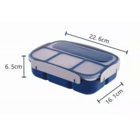 Sealed Portable 4-Compartment Bento Box Student Office Worker Lunch Box Travel & To-Go Food Containers Microwavable (Color: Blue)