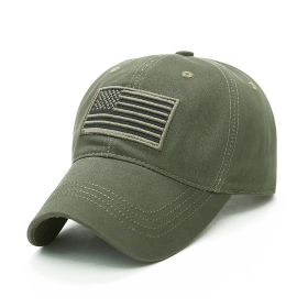 Fashion Tactical Hip Hop American Flag Military Sport Outdoor Peaked Caps Unisex Mesh Embroidered Casual Adjustable Hats (Color: army green no mesh)