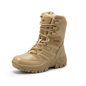 Comfort Beige Outdoor Hiking Boots Couple Men Trekking Shoes Women Big Size Military Tactical Boots For Men hiking sheos snow bo (Color: Sand -S203)