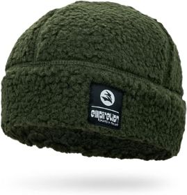 Sherpa Watch Cap - Winter Beanie Hat Fleece Lined Sports Tactical Warm Skull Cap (Color: Army Green)